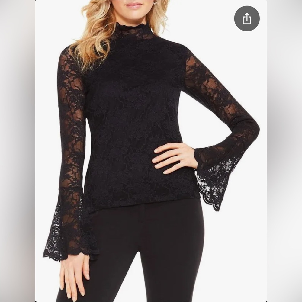 Vince Camuto Mock Neck Lace Top